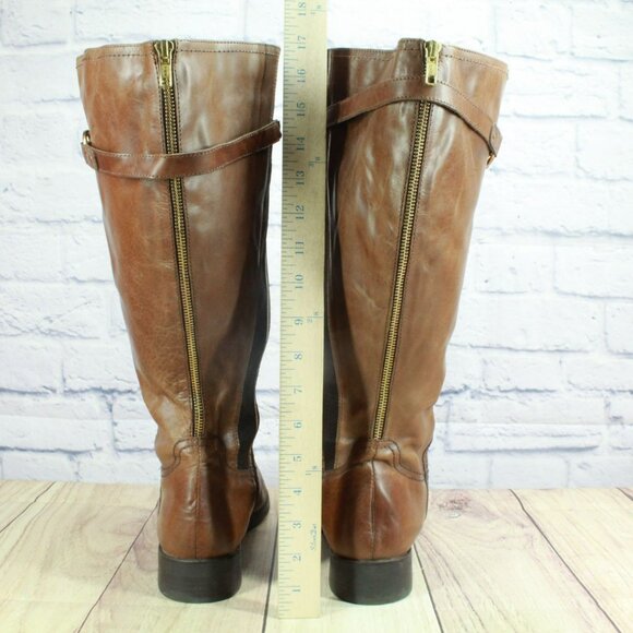 *Unknown Brown Leather Back Zip Knee High Riding Boots Size 11EEE - Picture 6 of 14